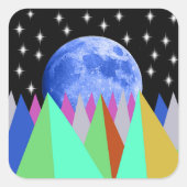 Blauwe Maan Vierkante Sticker (Voorkant)