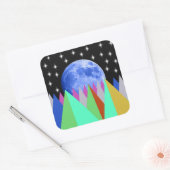 Blauwe Maan Vierkante Sticker (Envelop)