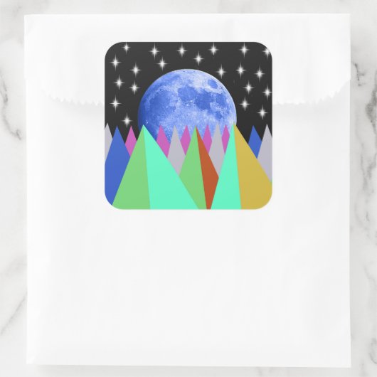 Blauwe Maan Vierkante Sticker (Tas)