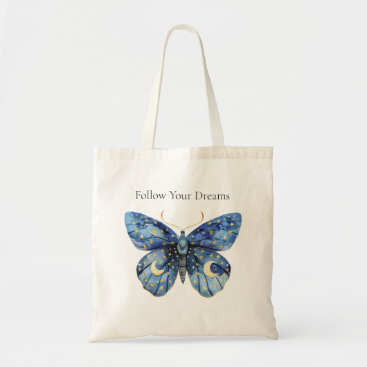 Blauwe Maan Vlinder Tote Bag (Voorkant)