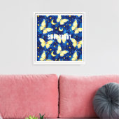 Blauwe Maan Vlinders & Sterren Canvas Afdruk (Insitu (Woonkamer))