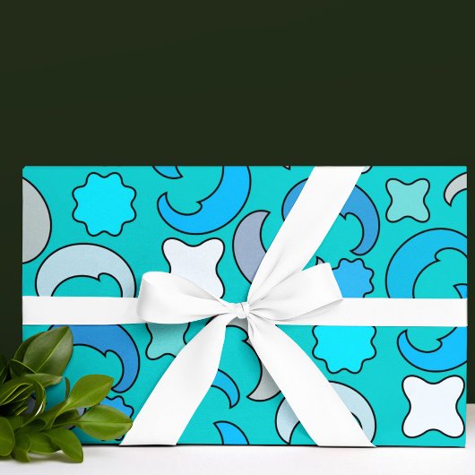 Blauwe maan wolken patroon cadeaupapier
