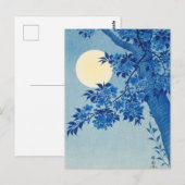 Blauwe Maanverlichte Boom: Japanse Kersenbloesem N Briefkaart (Voorkant / Achterkant)