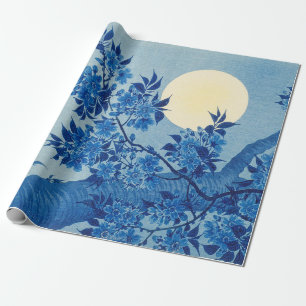 Blauwe Maanverlichte Boom: Japanse Kersenbloesem N Cadeaupapier
