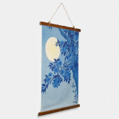 Blauwe Maanverlichte Boom: Japanse Kersenbloesem N Hangend Wandkleed (Gebogen)