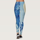 Blauwe Maanverlichte Boom: Japanse Kersenbloesem N Leggings (Achterkant)