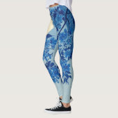 Blauwe Maanverlichte Boom: Japanse Kersenbloesem N Leggings (Links)