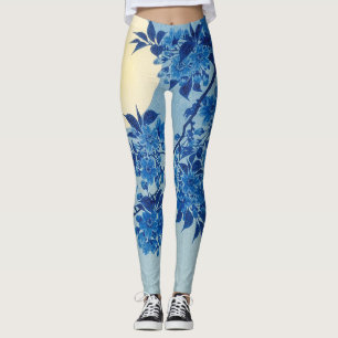 Blauwe Maanverlichte Boom: Japanse Kersenbloesem N Leggings
