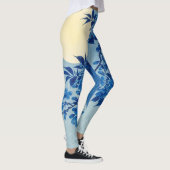 Blauwe Maanverlichte Boom: Japanse Kersenbloesem N Leggings (Rechts)