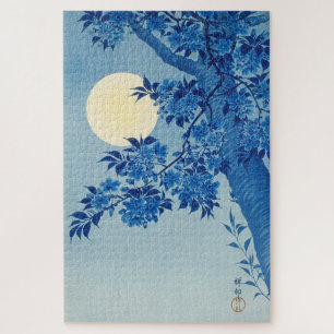 Blauwe Maanverlichte Boom: Japanse Kersenbloesem N Legpuzzel