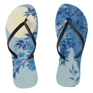 Blauwe Maanverlichte Boom: Japanse Kersenbloesem N Teenslippers