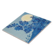 Blauwe Maanverlichte Boom: Japanse Kersenbloesem N Tegeltje (Zijkant)