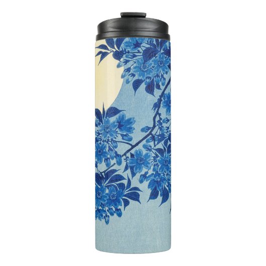 Blauwe Maanverlichte Boom: Japanse Kersenbloesem N Thermosbeker (Voorkant)