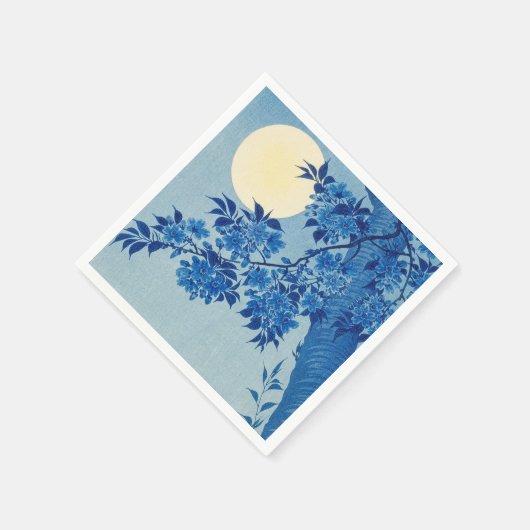 Blauwe maanverlichte boom: Japanse kersenbloesemna Servet (Hoek)