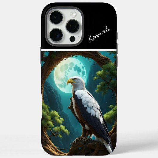 Blauwe maanverlichte rivier met adelaar Case-Mate iPhone case (Achterkant)