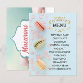 Blauwe Macarons Elegante Smaken Menu Briefkaart