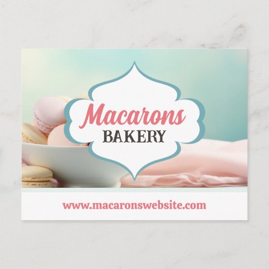 Blauwe Macarons Elegante Smaken Menu Briefkaart (Achterkant)