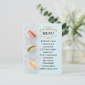 Blauwe Macarons Elegante Smaken Menu Briefkaart (Staand voorkant)