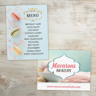 Blauwe Macarons Elegante Smaken Menu Briefkaart