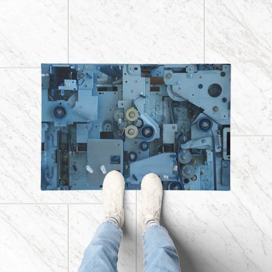 Blauwe Machinerie Mechanische Robotachtige Grappig Deurmat (Binnen)