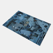 Blauwe Machinerie Mechanische Robotachtige Grappig Deurmat (Schuin)