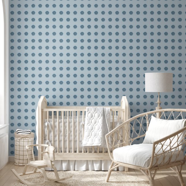Blauwe Madelief Behang (Kinderen)