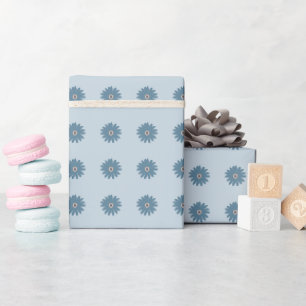Blauwe Madelief Cadeaupapier