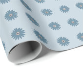 Blauwe Madelief Cadeaupapier (Rol Hoek)