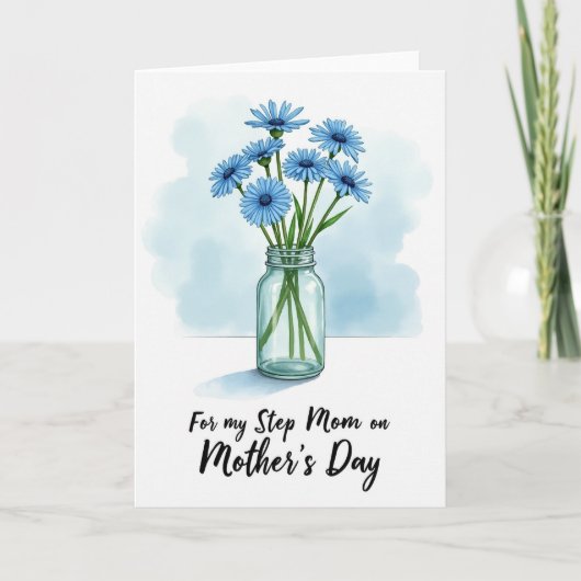 Blauwe Madelief Moederdag Ontwerpkaart Kaart (Voorkant)