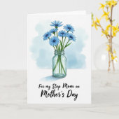 Blauwe Madelief Moederdag Ontwerpkaart Kaart (Gele Bloem)