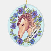 Blauwe Madelief Paard Keramisch Ornament (Links)