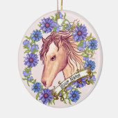 Blauwe Madelief Paard ornament (Links)