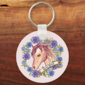 Blauwe Madelief Paard Sleutelhanger (Voorkant)