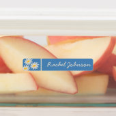 Blauwe Madelief & Retro Gestreepte Waterdichte Kin Labels (Aangebracht)