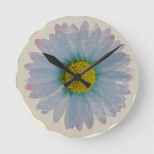 Blauwe Madelief - Vintage Boerderijdecoratie Ronde Klok