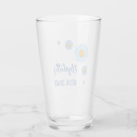 Blauwe Madeliefjes Bloemige Bruiloft Feest Glas (Achterkant)