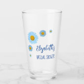 Blauwe Madeliefjes Bloemige Bruiloft Feest Glas (Voorkant)