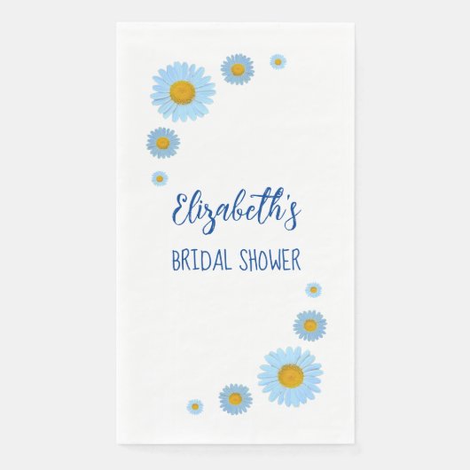 Blauwe Madeliefjes Bloemige Bruiloft Feest Servet (Voorkant)