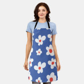 Blauwe Madeliefjes Bloempatroon Speelse Bloemkunst Schort (Gedragen)