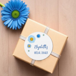 Blauwe Madeliefjes Bloemrijke Bruidsdouche Bedankjes Labels