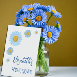 Blauwe Madeliefjes Bruidsboeket Reclamebord Met Voetstuk