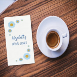 Blauwe Madeliefjes Bruidsboeket Shower Servet