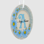 Blauwe Madeliefjes Monogram Ornament (voorkant)