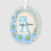 Blauwe Madeliefjes Monogram Ornament (voorkant)