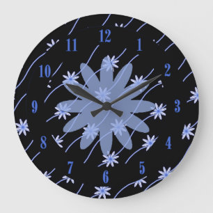 Blauwe Madeliefjesketting Bloemmotief Wandklok