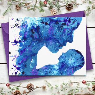 Blauwe Madonna & Kind Christelijk Kerstfeest Briefkaart