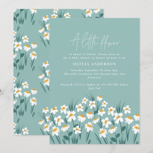 Blauwe maffia, elegant mooi baby shower kaart (Voorkant / Achterkant)