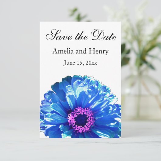 Blauwe maffia save the date (Staand voorkant)