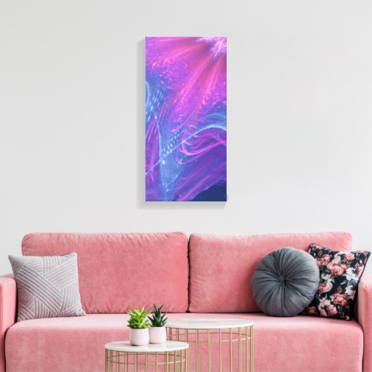 Blauwe magenta asymmetrisch fractaal canvas afdruk (Insitu (Woonkamer))