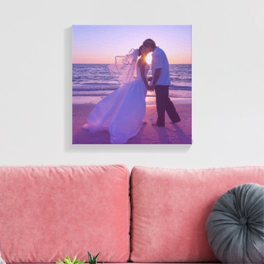 Blauwe Magenta Gradient Overlay Trouwfoto Canvas Afdruk (Insitu (Woonkamer))